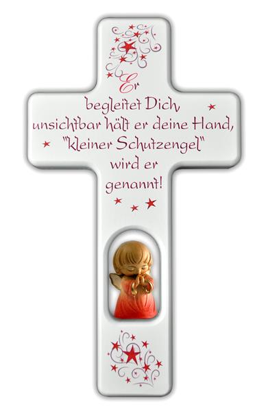 Kreuz weiß mit Engel Er begleitet Kreuz weiß mit Engel Er begleitet