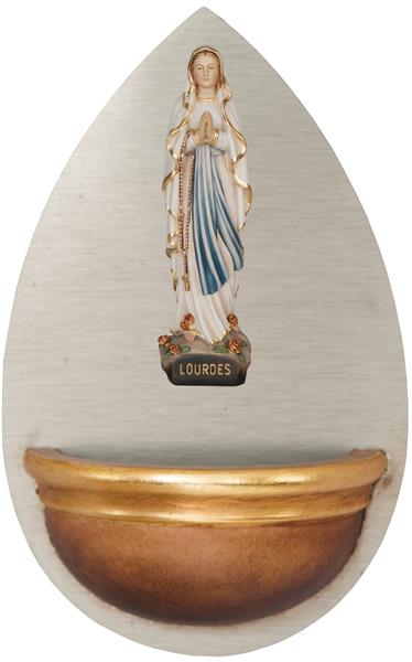 Weihwasserbecken mit Lourdes Madonna Holz