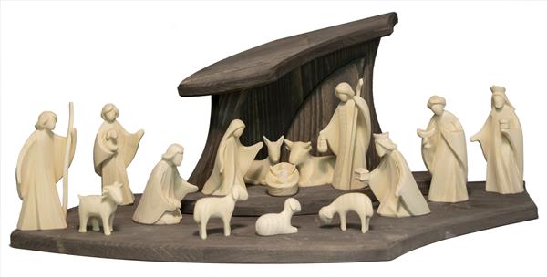 Designstall grau mit Aram Krippenfiguren ESCHE 16 tlg. Designstall grau mit Aram Krippenfiguren ESCHE 16 tlg.