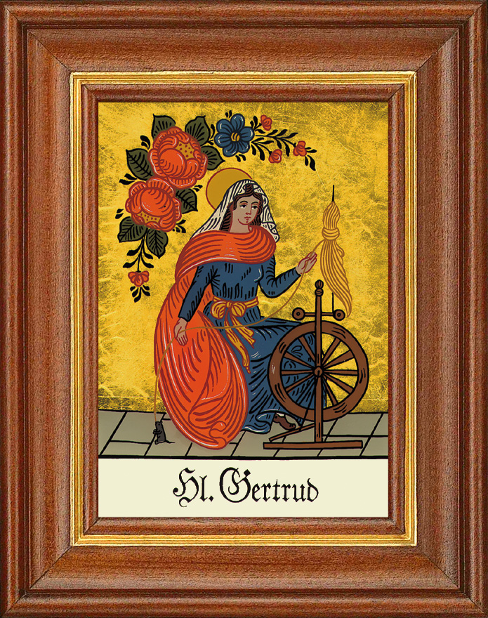 Hl. Gertrud - Hinterglasbild Hl. Gertrud - Hinterglasbild