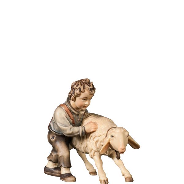 Bub mit störrischem Schaf Bub mit störrischem Schaf