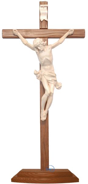 Stehkreuz - Korpus mit geradem geschnitzten Kreuz und Sockel