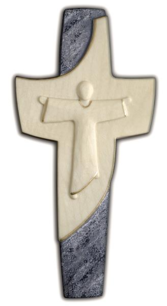 Franziskuskreuz Steinoptik Color Weiß Franziskuskreuz Steinoptik Color Weiß