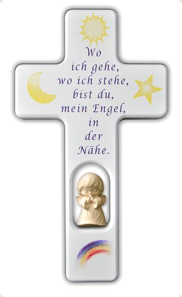Kreuz weiß mit Engel Wo ich gehe Kreuz weiß mit Engel Wo ich gehe