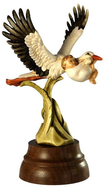 Storch mit Baby bemalt - Höhe 11,3cm Storch mit Baby bemalt - Höhe 11,3cm