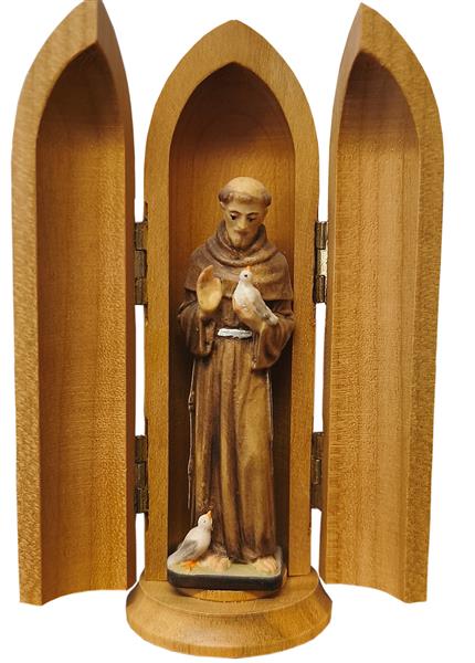 Hl. Franziskus mit Taube in der Nische Hl. Franziskus mit Taube in der Nische
