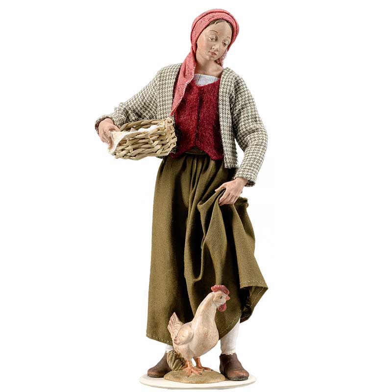 Frau mit Henne