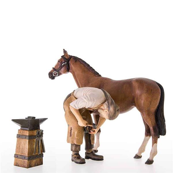 Schmied mit Pferd und Amboss Schmied mit Pferd und Amboss