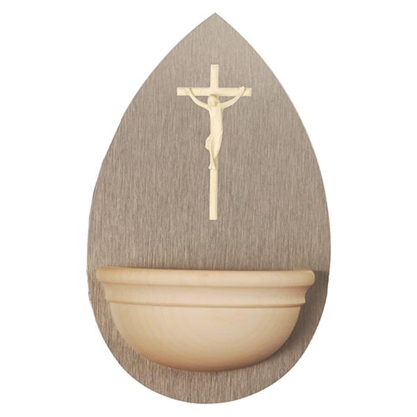 Weihwasserkessel mit Jesus Kreuzchen Holz
