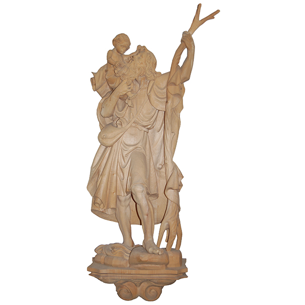 Hl. Christophorus, Heilige Männer, Holzschnitzerei aus Gröden, holz  skulpturen, 40 cm, Color, holzschnitzerei kaufen
