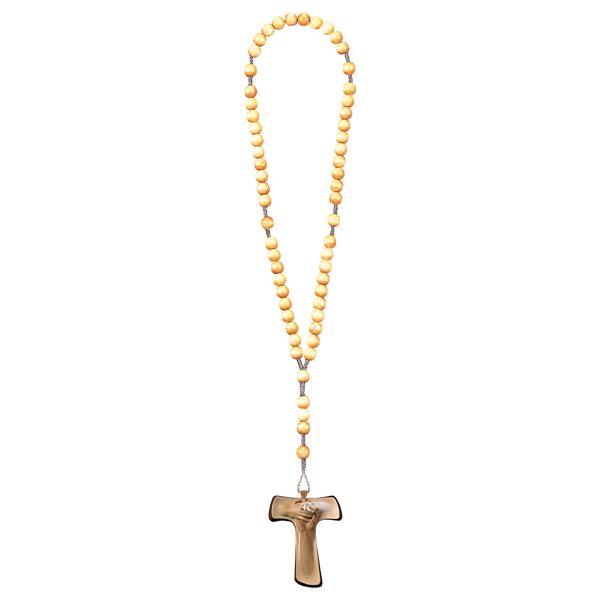 Rosenkranz Holzton mit Kreuz des Frieden Tau Rosenkranz Holzton mit Kreuz des Frieden Tau