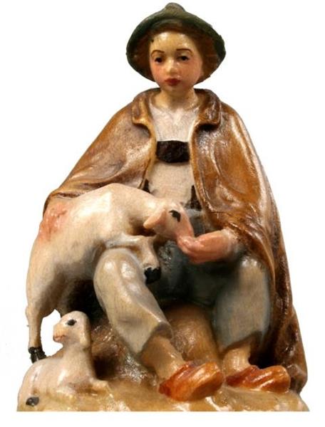 Hirtenjunge sitzend mit 2 Schafen Hirtenjunge sitzend mit 2 Schafen
