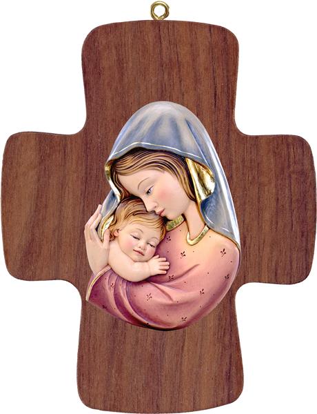 Kreuz mit Madonna blau-rot