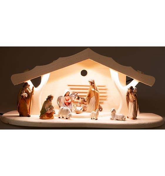 Weihnachtskrippenstall beleuchtet mit 11 Morgenstern Figuren Weihnachtskrippenstall beleuchtet mit 11 Morgenstern Figuren