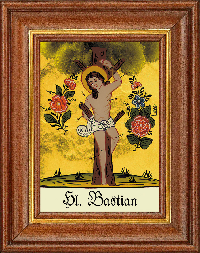 Hl. Bastian - Hinterglasbild Hl. Bastian - Hinterglasbild