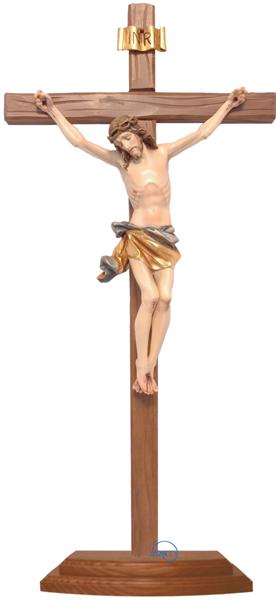 Stehkreuz - Korpus mit geradem geschnitzten Kreuz und Sockel