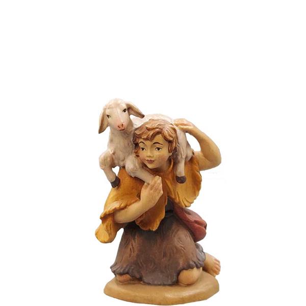 Hirt kniend mit Schulterschaf Hirt kniend mit Schulterschaf