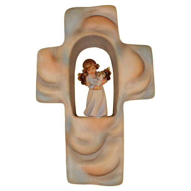 Wolkenkinderkreuz mit Engel mit Taube, Holz Wolkenkinderkreuz mit Engel mit Taube, Holz