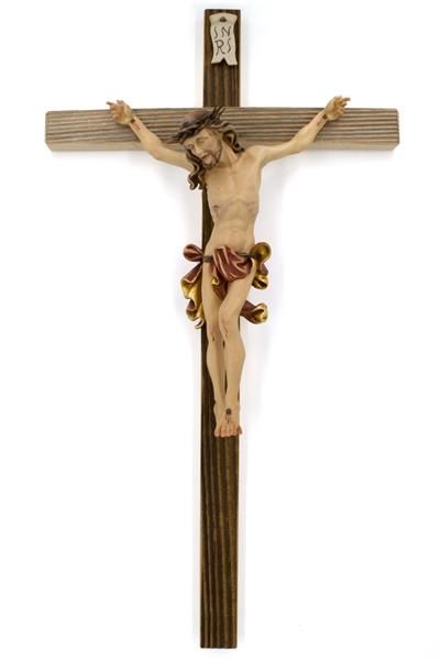 Cruzifix mit Dornen auf Altholzkreuz