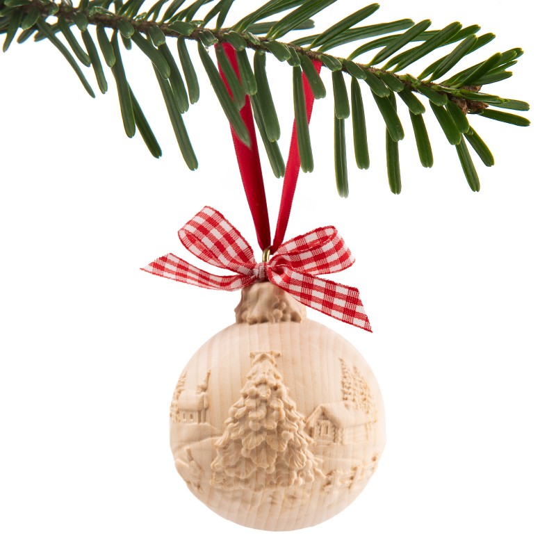 Weihnachtskugel mit Christbaum Zirbelholz