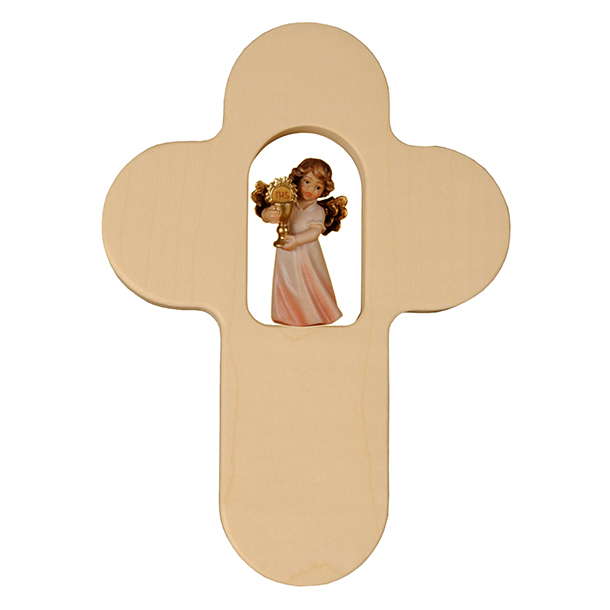 Kinderkreuz und Engel mit Hostie 5 cm