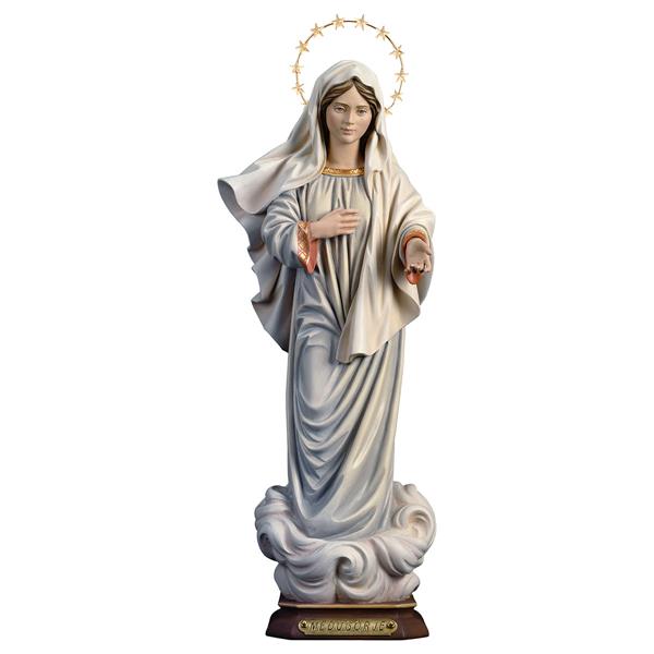Madonna Medjugorje mit Schein 12 Sterne - Lindenholz geschnitzt Madonna Medjugorje mit Schein 12 Sterne - Lindenholz geschnitzt