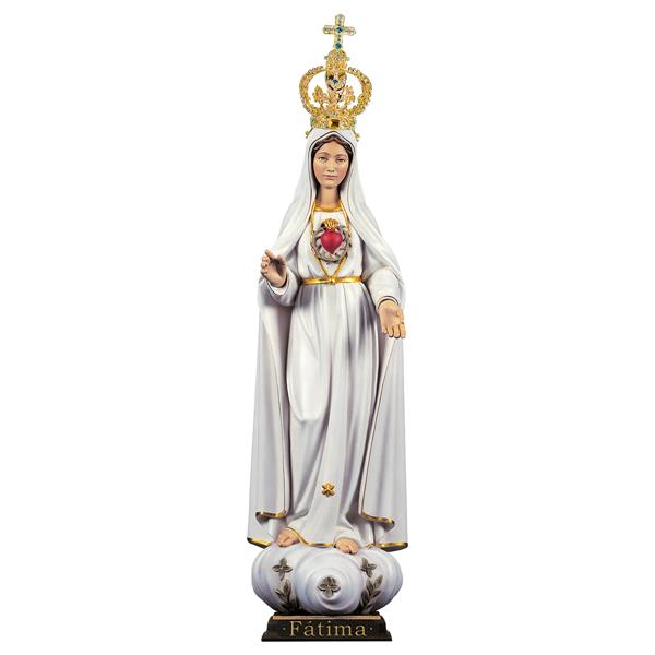Herz Maria Fátima mit Krone Metal und Kristalle - Lindenholz geschnitzt Herz Maria Fátima mit Krone Metal und Kristalle - Lindenholz geschnitzt