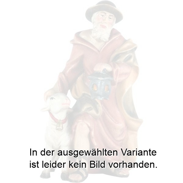 Hirt mit Schaf stehend und Laterne