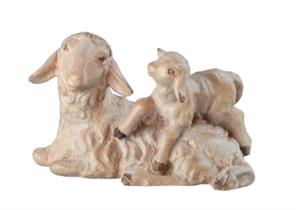 Schaf liegend mit Lamm Schaf liegend mit Lamm