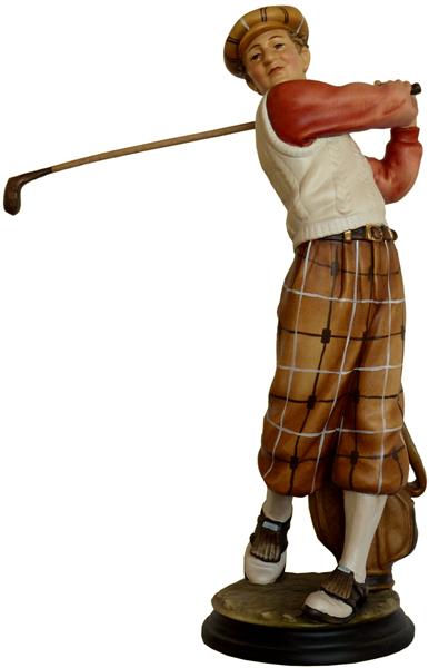 Nostalgie Golfspieler mit Golftasche Nostalgie Golfspieler mit Golftasche