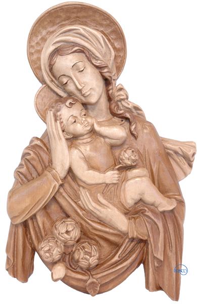 Madonna Relief mit Kind und Rosen