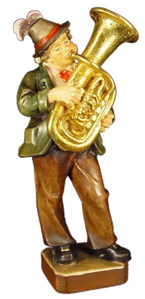 Musikant mit Tuba in Zirbel