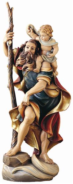 Heiliger Christophorus Heiligenfigur Holz geschnitzt gebeizt Südtirol