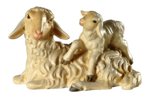 Schaf liegend mit Lamm Schaf liegend mit Lamm