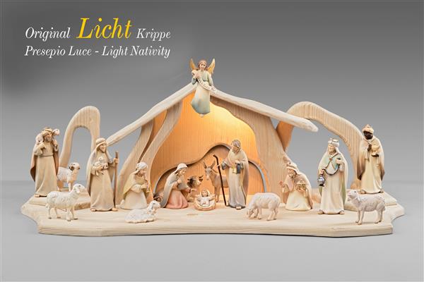 LI Licht Krippenset 16 Figuren + Stall Licht + Beleuchtung