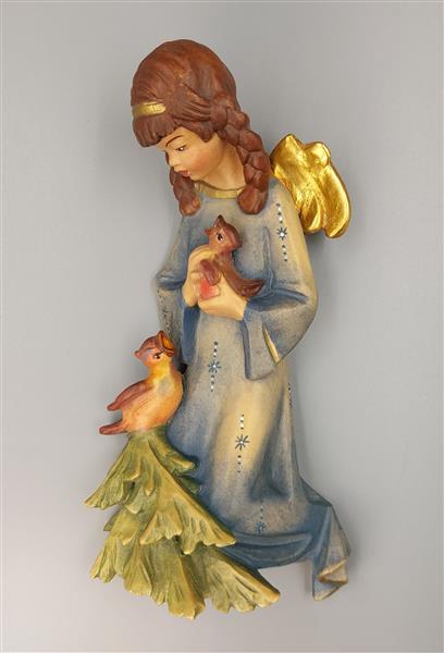 Reliefengel blau mit Vogel