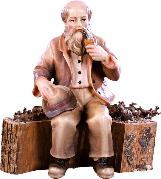 Opa auf Holzstamm Opa auf Holzstamm