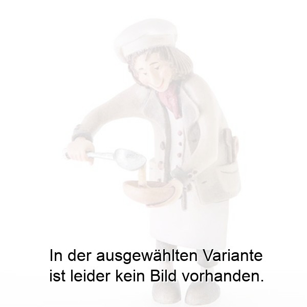 Koch mit Schöpflöffel und Suppenteller