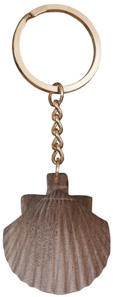 Schlüsselanhänger Pilger Jakobsmuschel aus Holz