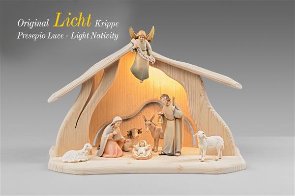 Licht Krippe SET 8 Figuren+Stall Licht + Beleuchtung