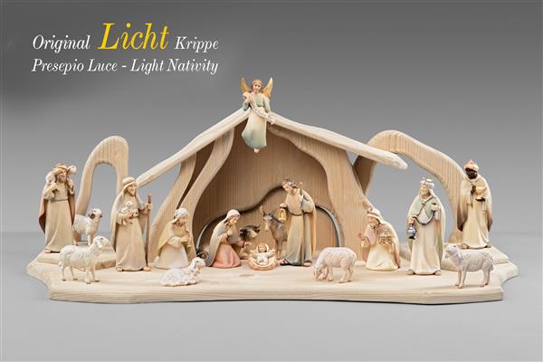 Licht Krippenset 17 Figuren + Stall Licht