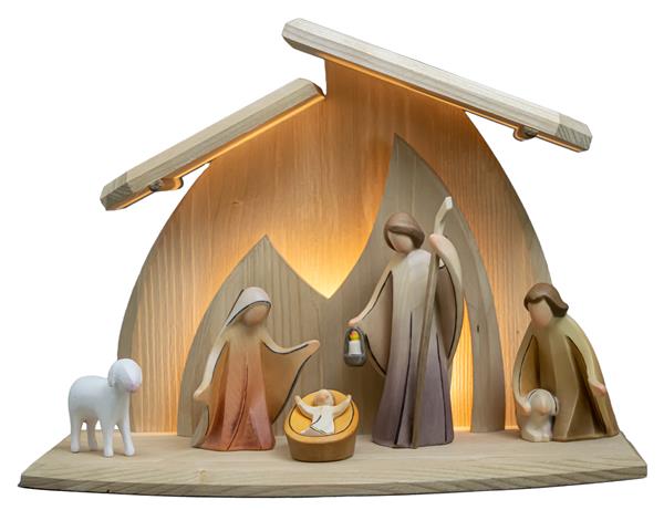 LED Familienstall Altea mit Krippenfiguren Aram 6 tlg. LED Familienstall Altea mit Krippenfiguren Aram 6 tlg.