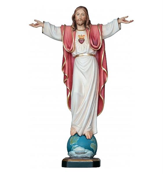 Herz Jesus Statue stehend auf Konsole Holz