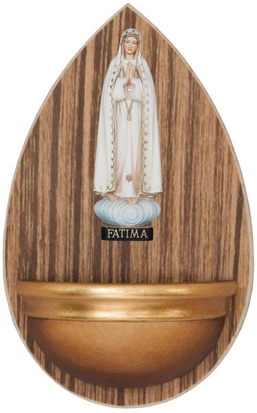Weihwasserbecken aus Holz mit Fatima Madonna Weihwasserbecken aus Holz mit Fatima Madonna