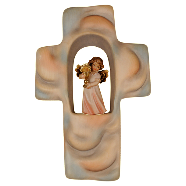 Wolkenkinderkreuz mit Engel mit Hostie, Holz Wolkenkinderkreuz mit Engel mit Hostie, Holz