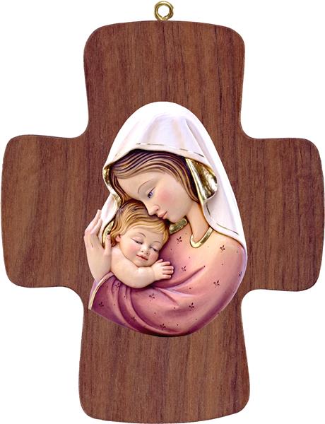 Kreuz mit Madonna rot-weiss Kreuz mit Madonna rot-weiss