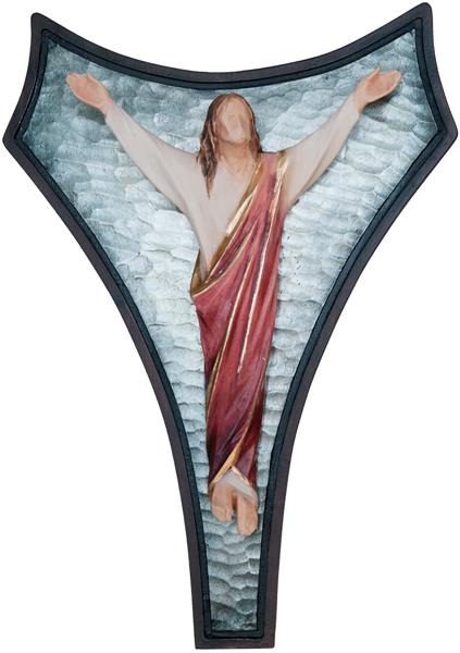 Auferstehungs Christus modern auf Balken Stilisiert Auferstehungs Christus modern auf Balken Stilisiert