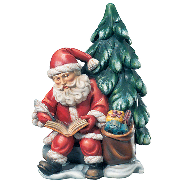 Weihnachtsmann mit Buch und Baum Weihnachtsmann mit Buch und Baum