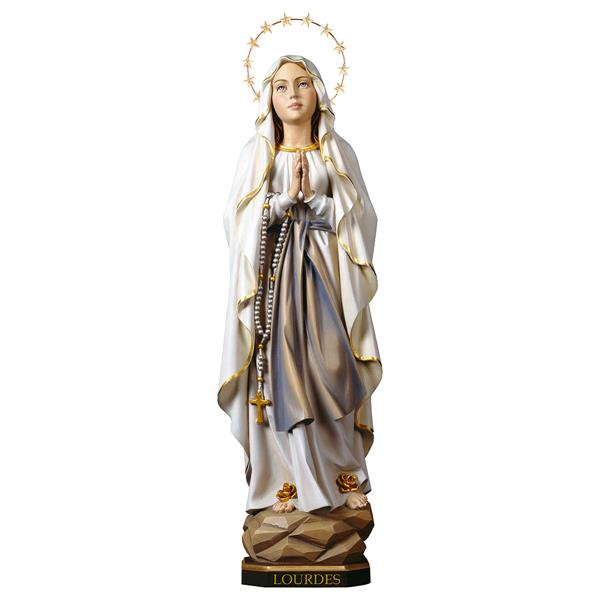 Madonna Lourdes mit Schein 12 Sterne - Lindenholz geschnitzt