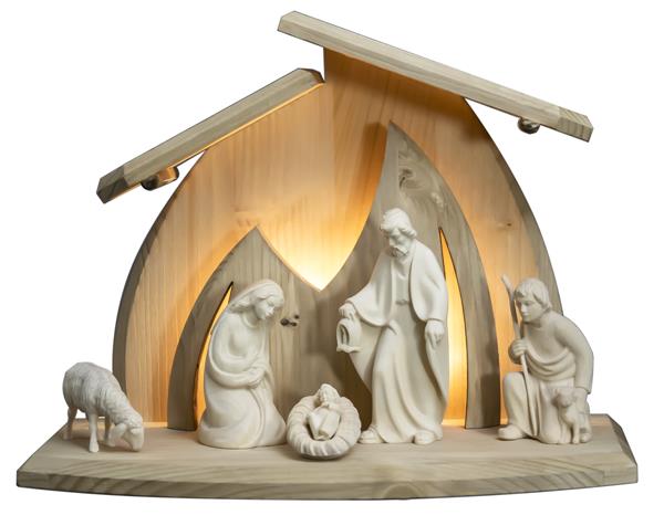 LED Familienstall Altea + Rudolfkrippenfiguren 5 tlg. LED Familienstall Altea + Rudolfkrippenfiguren 5 tlg.